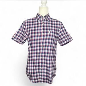 💜 Ben Sherman Checkered Short Sleeve Button Down - Union Blue (XS)